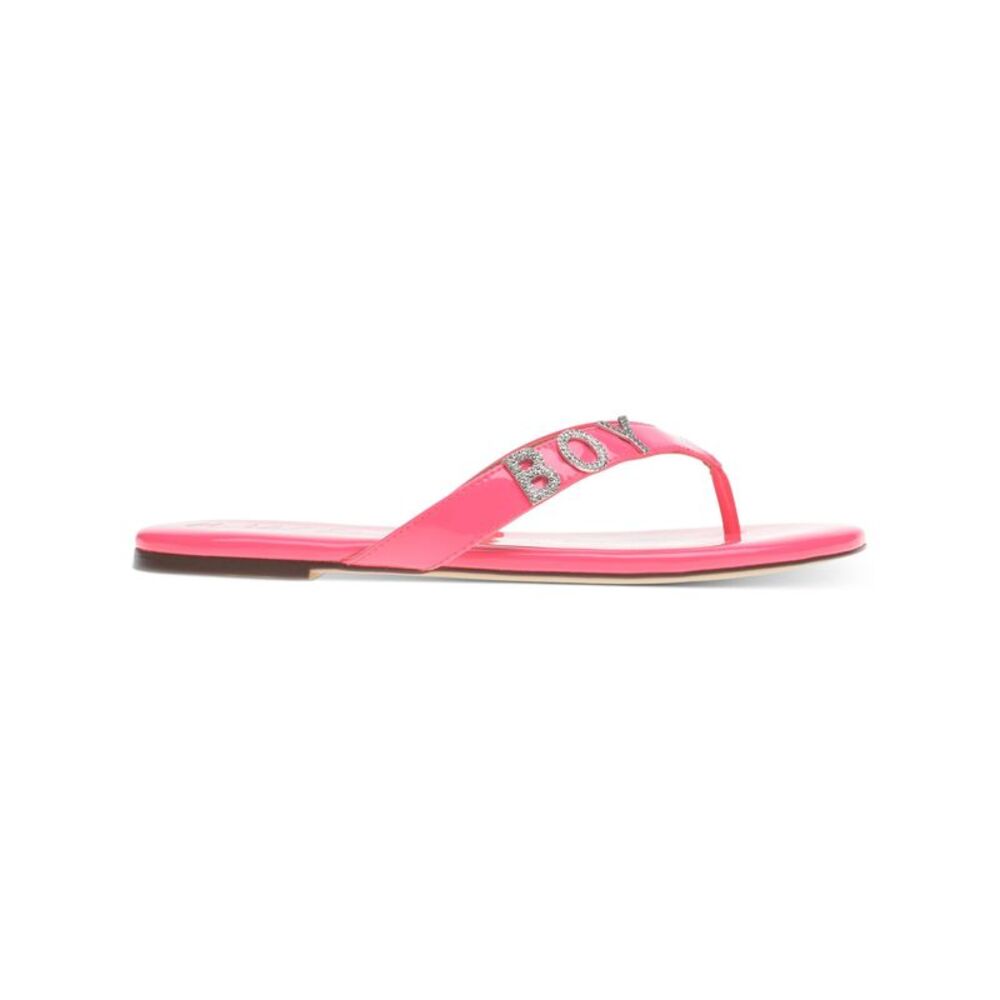 WILD PAIR Womens Pink Rhinestone Fantasia Round Toe Slip On Thong Sandals 9.5 M